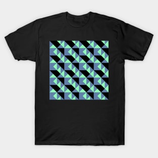 ’Zangles’ - in Spearmint Green and Air Force Blue on a Black base T-Shirt